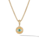 David Yurman Evil Eye Amulet in 18ct Yellow Gold with Pavé Emeralds and Diamonds, 18.8mm