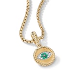 David Yurman Evil Eye Amulet in 18ct Yellow Gold with Pavé Emeralds and Diamonds, 18.8mm