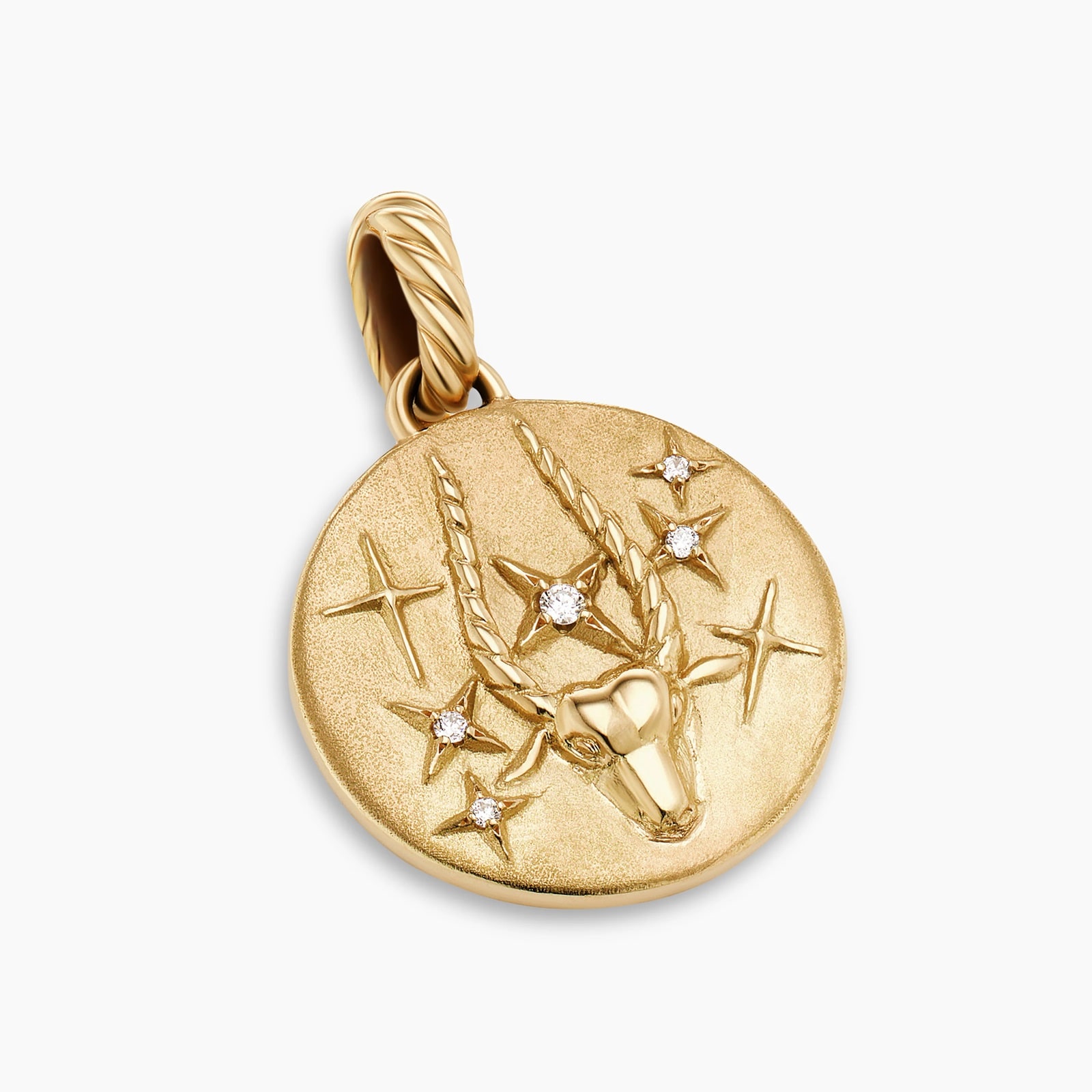 Capricorn Amulet in 18ct Yellow Gold with Diamonds, 28.7mm