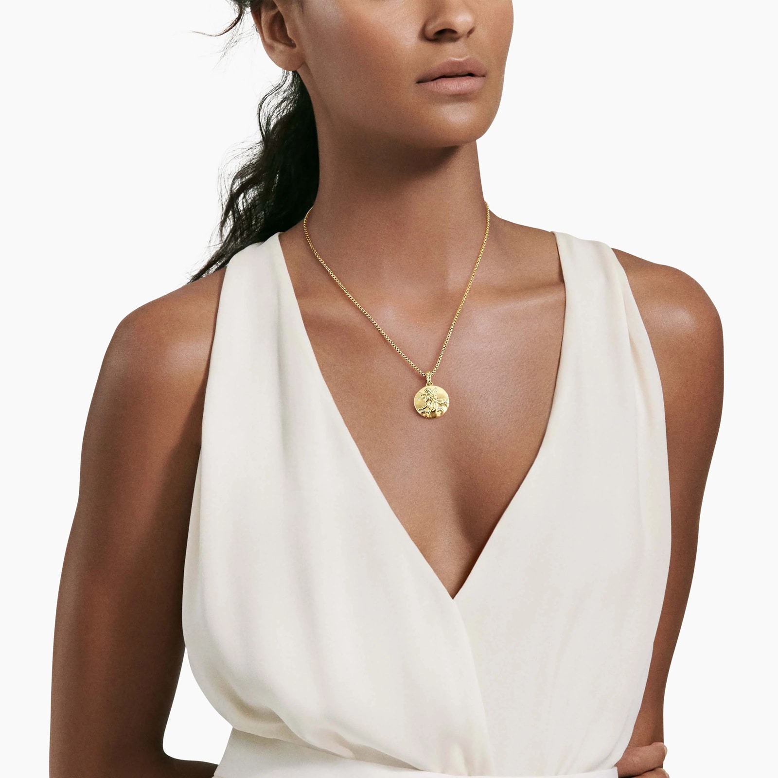 David Yurman Aquarius Amulet in 18ct Yellow Gold with Diamonds, 28.7mm