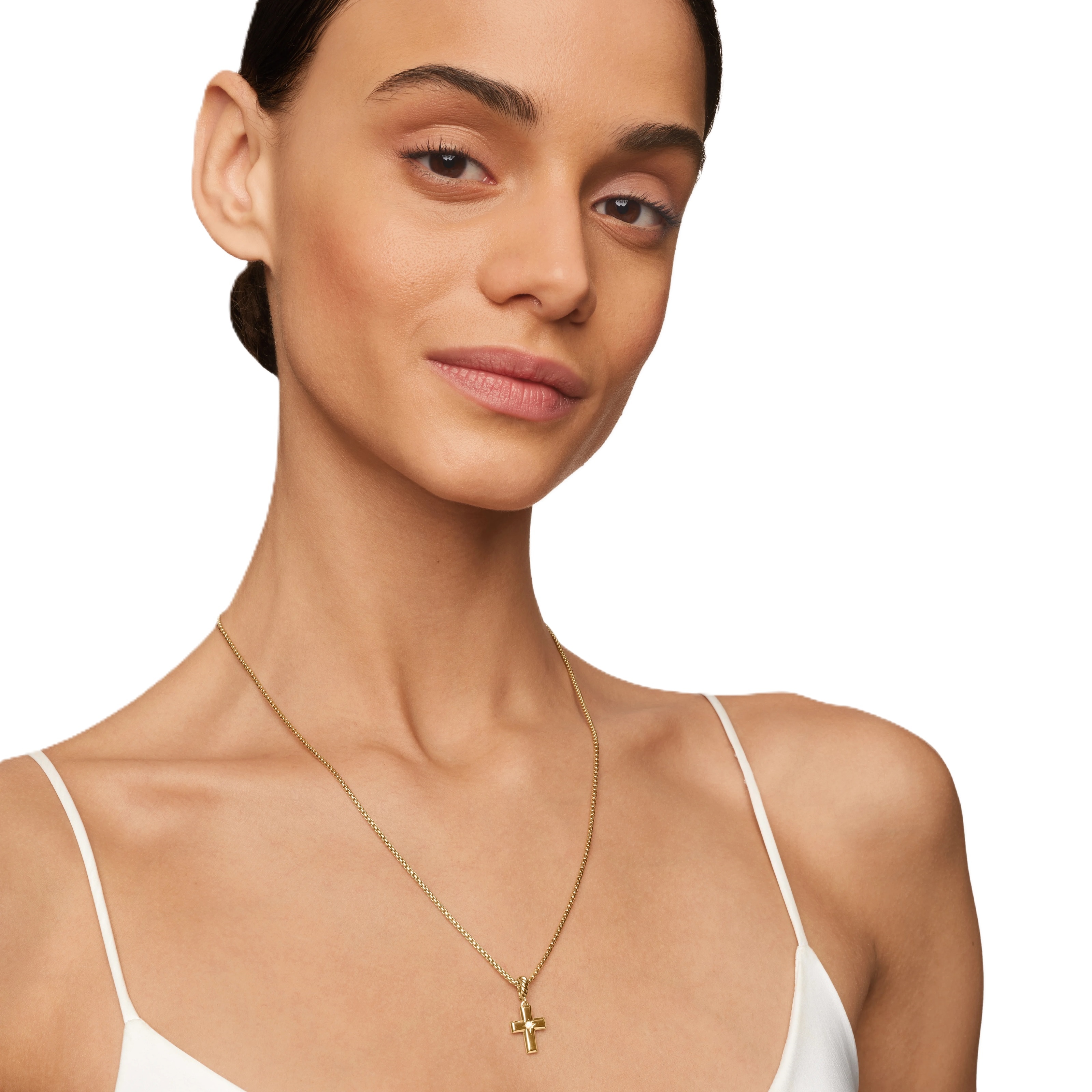 David Yurman Cross Amulet in 18ct Yellow Gold with Center Diamond, 23.8mm
