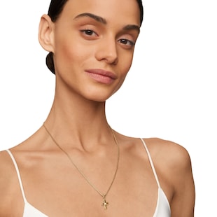 David Yurman Cross Amulet in 18ct Yellow Gold with Center Diamond, 23.8mm
