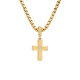 David Yurman Cross Amulet in 18ct Yellow Gold with Center Diamond, 23.8mm