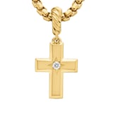 David Yurman Cross Amulet in 18ct Yellow Gold with Center Diamond, 23.8mm