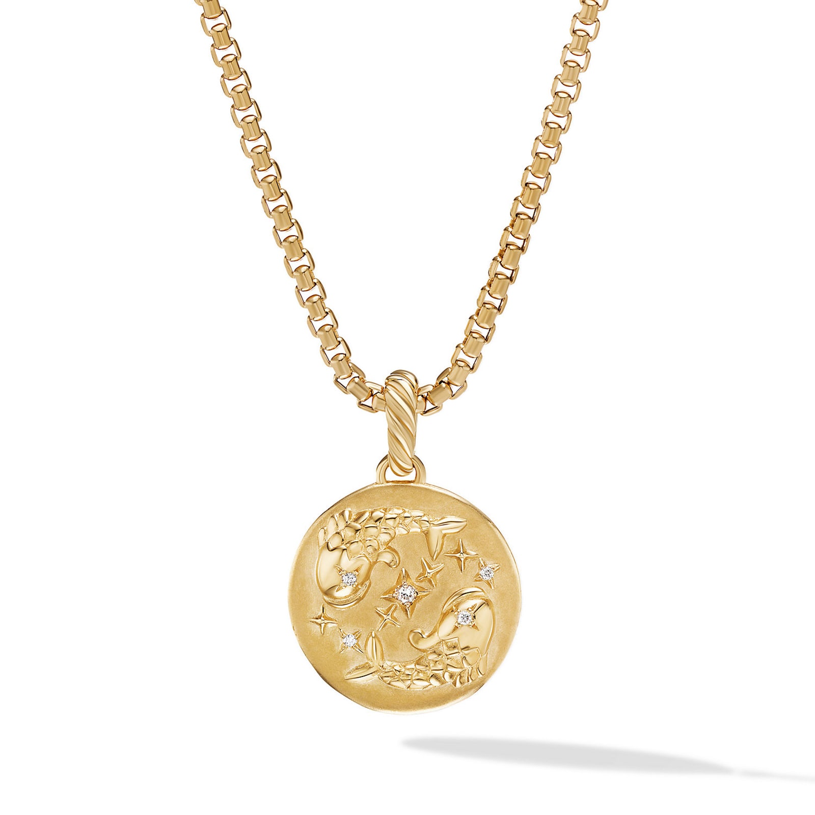 David Yurman Pisces Amulet in 18ct Yellow Gold with Diamonds, 28.7mm