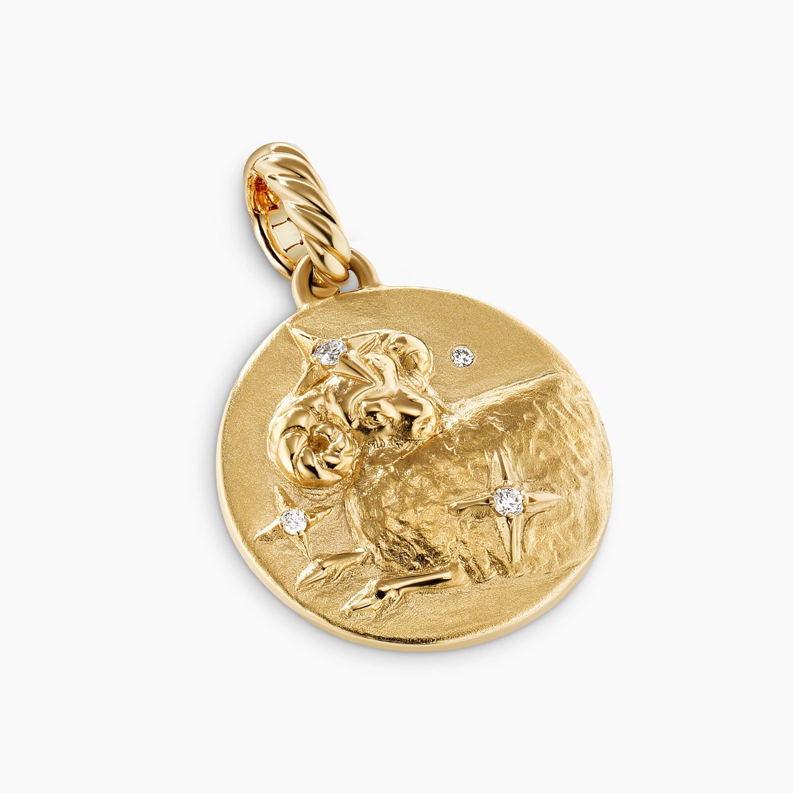 Aries Amulet in 18ct Yellow Gold with Diamonds, 28.7mm