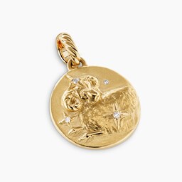 37900326 - Aries Amulet in 18ct Yellow Gold with Diamonds, 28.7mm