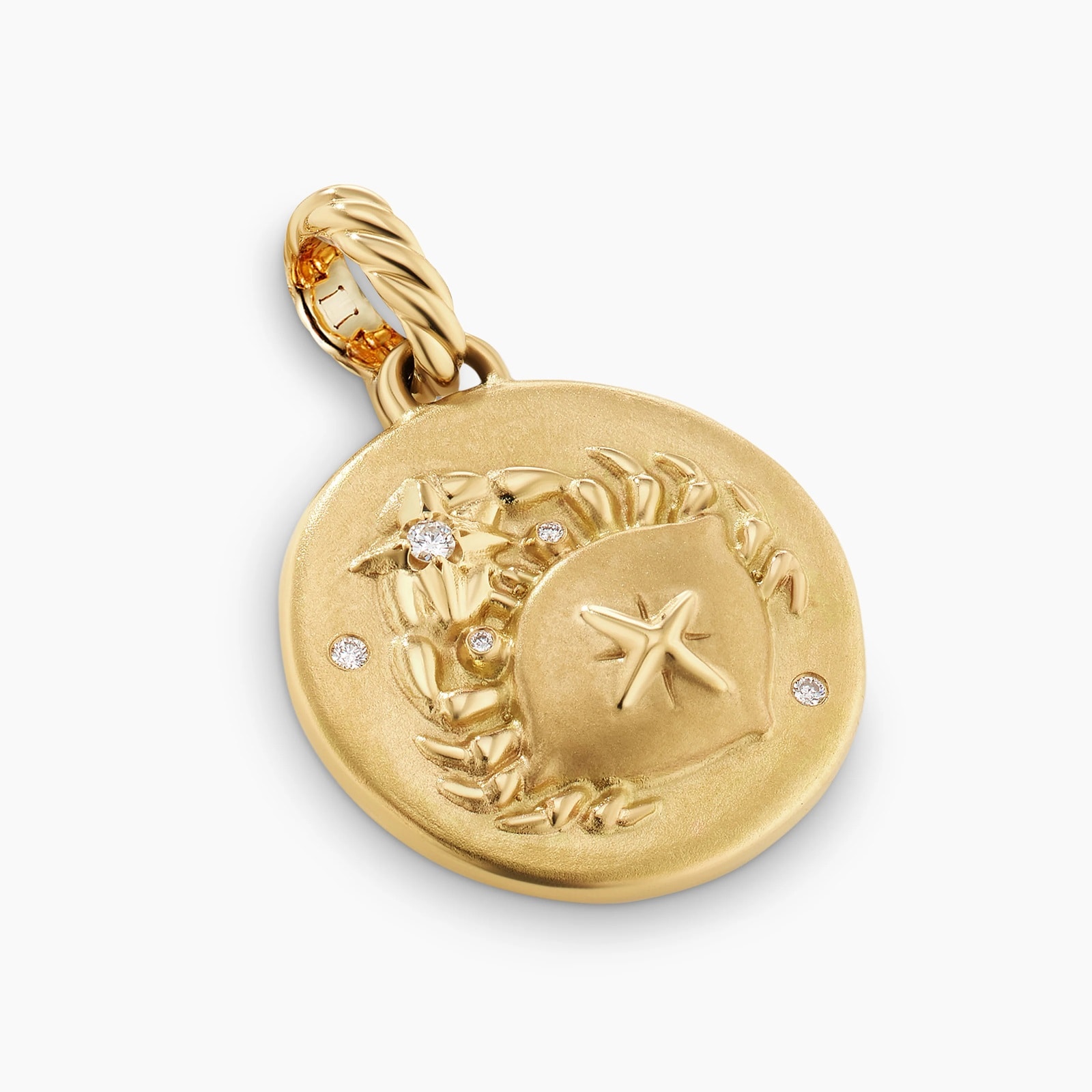 Cancer Amulet in 18ct Yellow Gold with Diamonds, 28.7mm