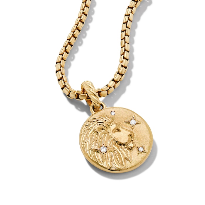 David Yurman Leo Amulet in 18ct Yellow Gold with Diamonds, 28.7mm