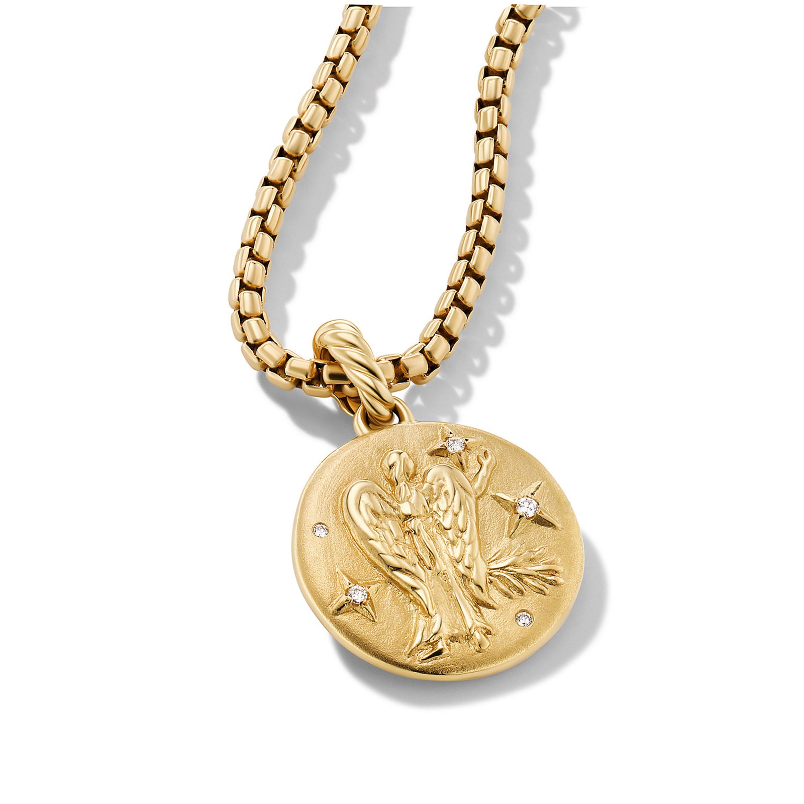 David Yurman Virgo Amulet in 18ct Yellow Gold with Diamonds, 28.7mm