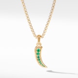 David Yurman Petrvs® Claw Amulet in 18ct Yellow Gold with Emeralds, 30.7mm