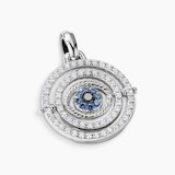 David Yurman Evil Eye Mobile Amulet in 18ct White Gold with Pavé Blue Sapphires and Diamonds, 20.5mm