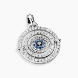 37900336 - Evil Eye Mobile Amulet in 18ct White Gold with Pavé Blue Sapphires and Diamonds, 20.5mm
