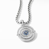 David Yurman Evil Eye Mobile Amulet in 18ct White Gold with Pavé Blue Sapphires and Diamonds, 20.5mm