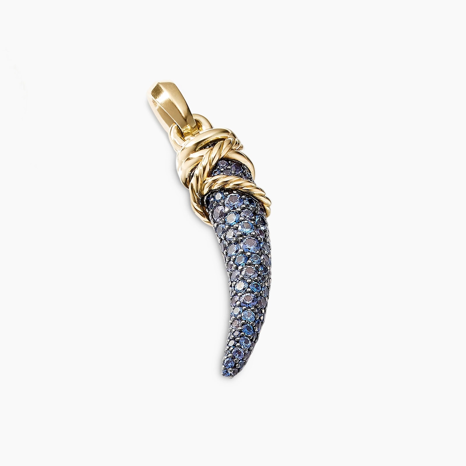 Tusk Amulet with Pavé Blue and Violet Sapphires and 18ct Yellow Gold, 28.8mm