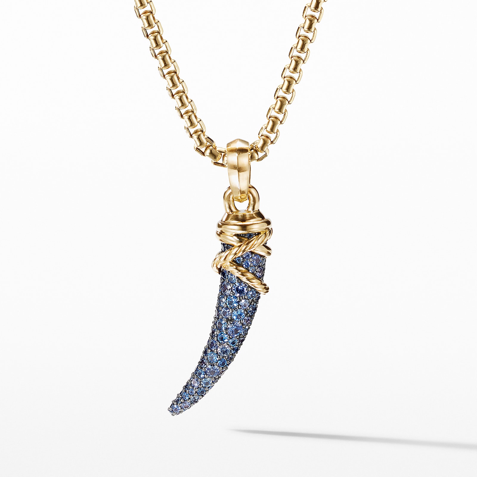 David Yurman Tusk Amulet with Pavé Blue and Violet Sapphires and 18ct Yellow Gold, 28.8mm David Yurman Tusk Amulet with Pavé Blue and Violet Sapphires and 18ct Yellow Gold, 28.8mm