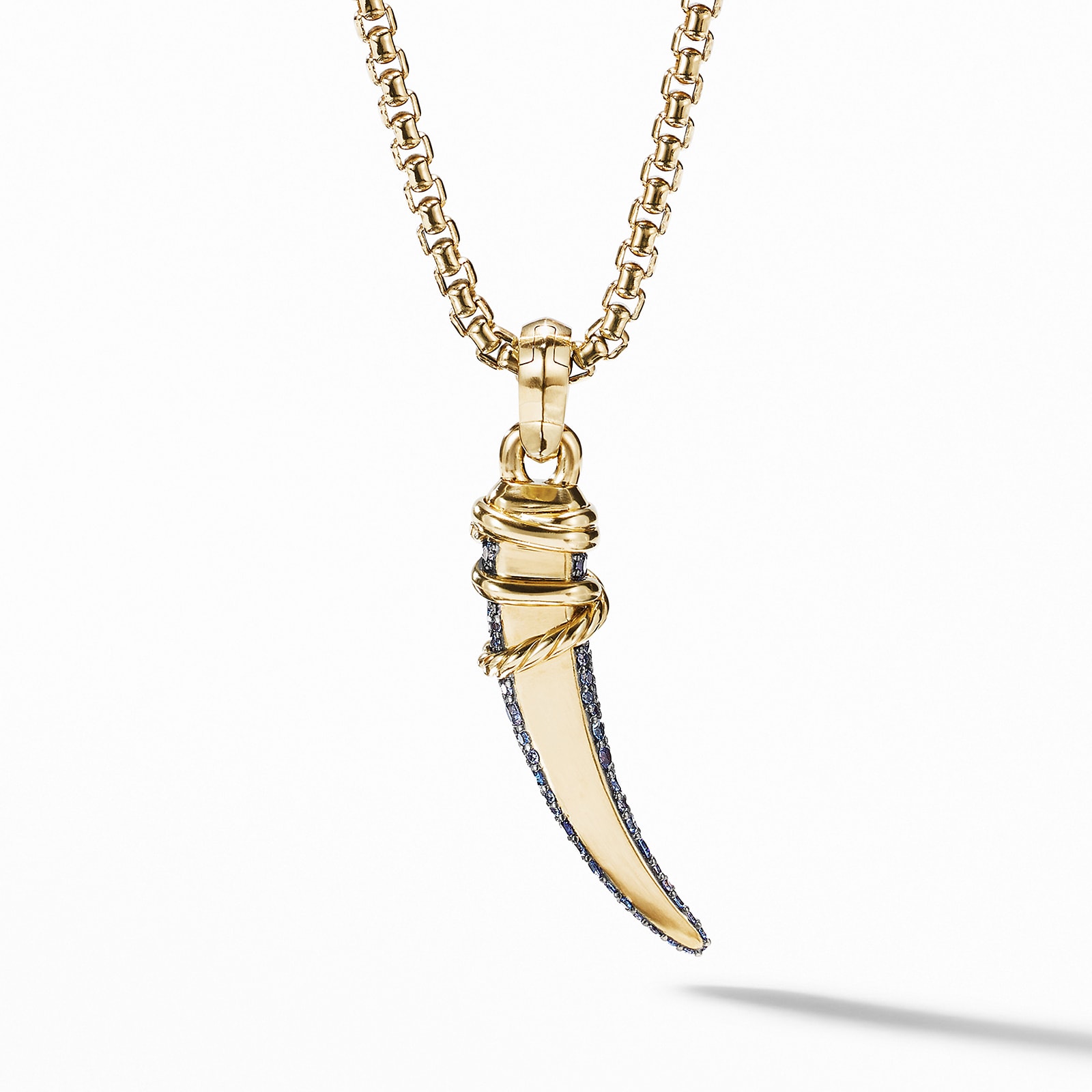 David Yurman Tusk Amulet with Pavé Blue and Violet Sapphires and 18ct Yellow Gold, 28.8mm David Yurman Tusk Amulet with Pavé Blue and Violet Sapphires and 18ct Yellow Gold, 28.8mm