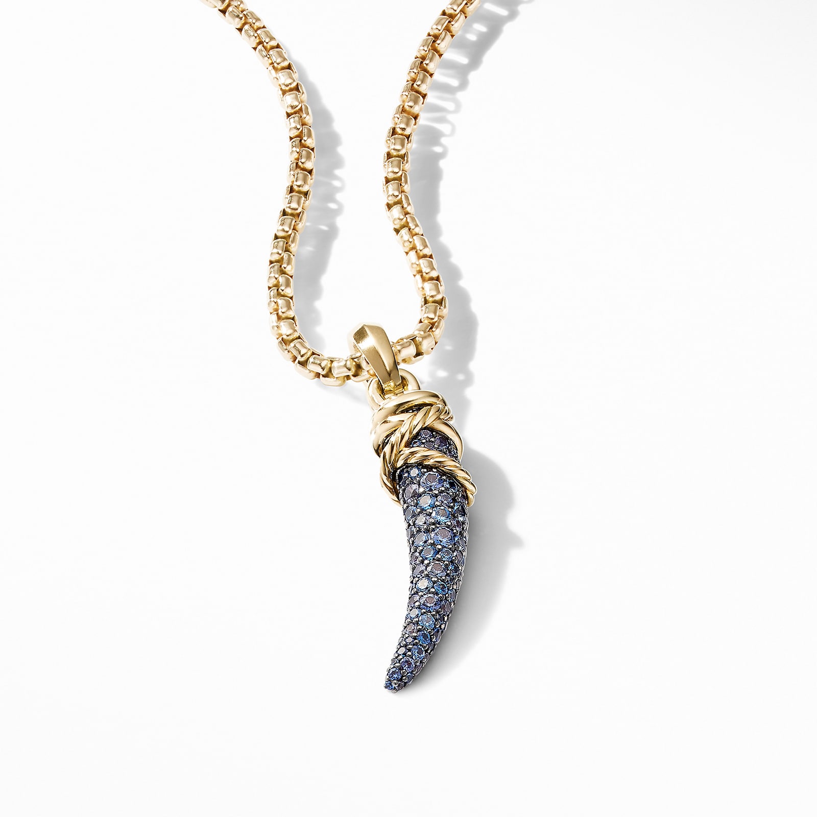David Yurman Tusk Amulet with Pavé Blue and Violet Sapphires and 18ct Yellow Gold, 28.8mm David Yurman Tusk Amulet with Pavé Blue and Violet Sapphires and 18ct Yellow Gold, 28.8mm
