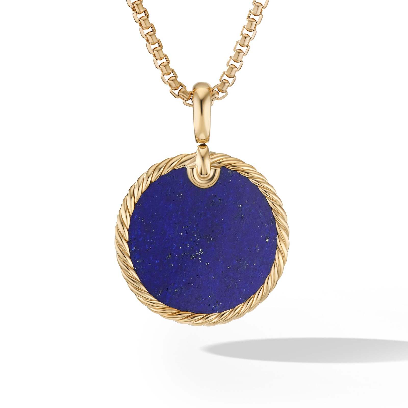 David Yurman DY Elements® Disc Pendant in 18ct Yellow Gold with Lapis, 24mm David Yurman DY Elements® Disc Pendant in 18ct Yellow Gold with Lapis, 24mm