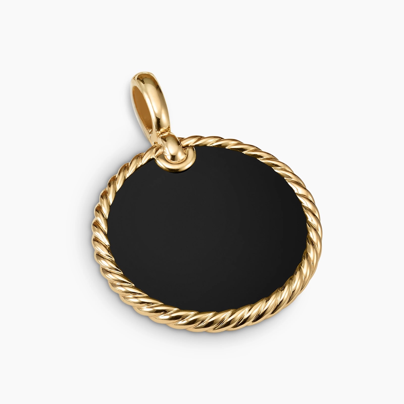 DY Elements® Disc Pendant in 18ct Yellow Gold with Black Onyx Reversible to Mother of Pearl, 24mm