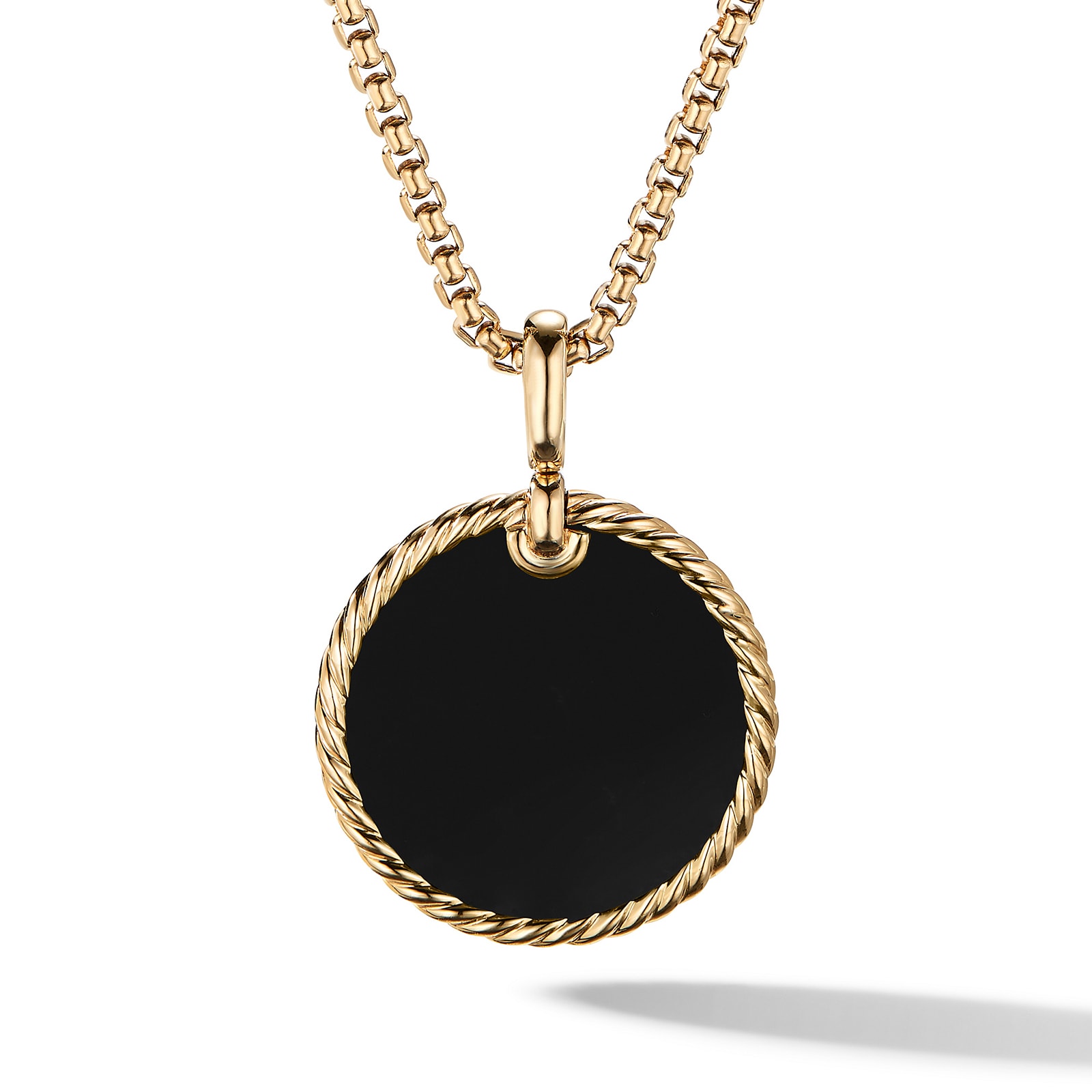 David Yurman DY Elements® Disc Pendant in 18ct Yellow Gold with Black Onyx Reversible to Mother of Pearl, 24mm