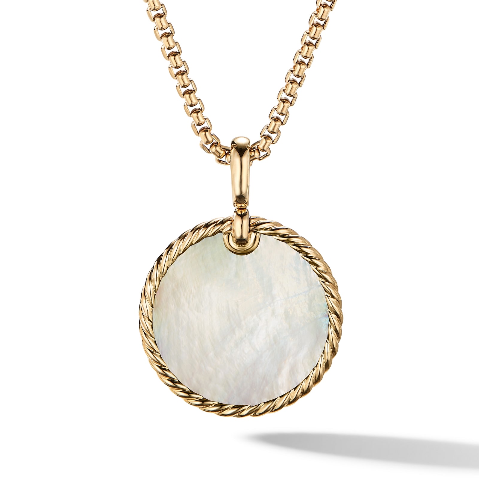 David Yurman DY Elements® Disc Pendant in 18ct Yellow Gold with Black Onyx Reversible to Mother of Pearl, 24mm