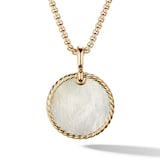 David Yurman DY Elements® Disc Pendant in 18ct Yellow Gold with Black Onyx Reversible to Mother of Pearl, 24mm