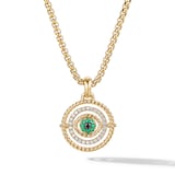 David Yurman Evil Eye Mobile Amulet in 18ct Yellow Gold with Pavé Emeralds and Diamonds, 20.5mm