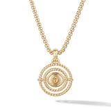 David Yurman Evil Eye Mobile Amulet in 18ct Yellow Gold with Pavé Emeralds and Diamonds, 20.5mm