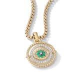 David Yurman Evil Eye Mobile Amulet in 18ct Yellow Gold with Pavé Emeralds and Diamonds, 20.5mm