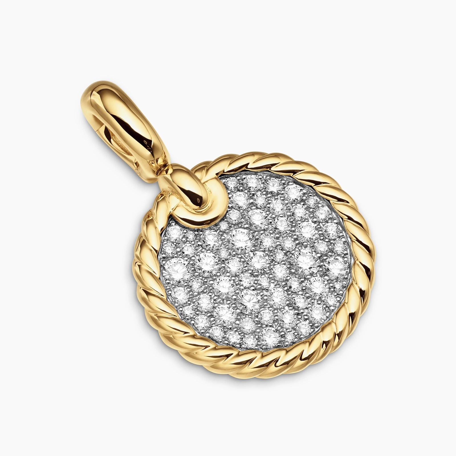 DY Elements® Disc Pendant in 18ct Yellow Gold with Diamonds, 14mm