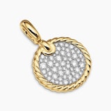 David Yurman DY Elements® Disc Pendant in 18ct Yellow Gold with Diamonds, 14mm
