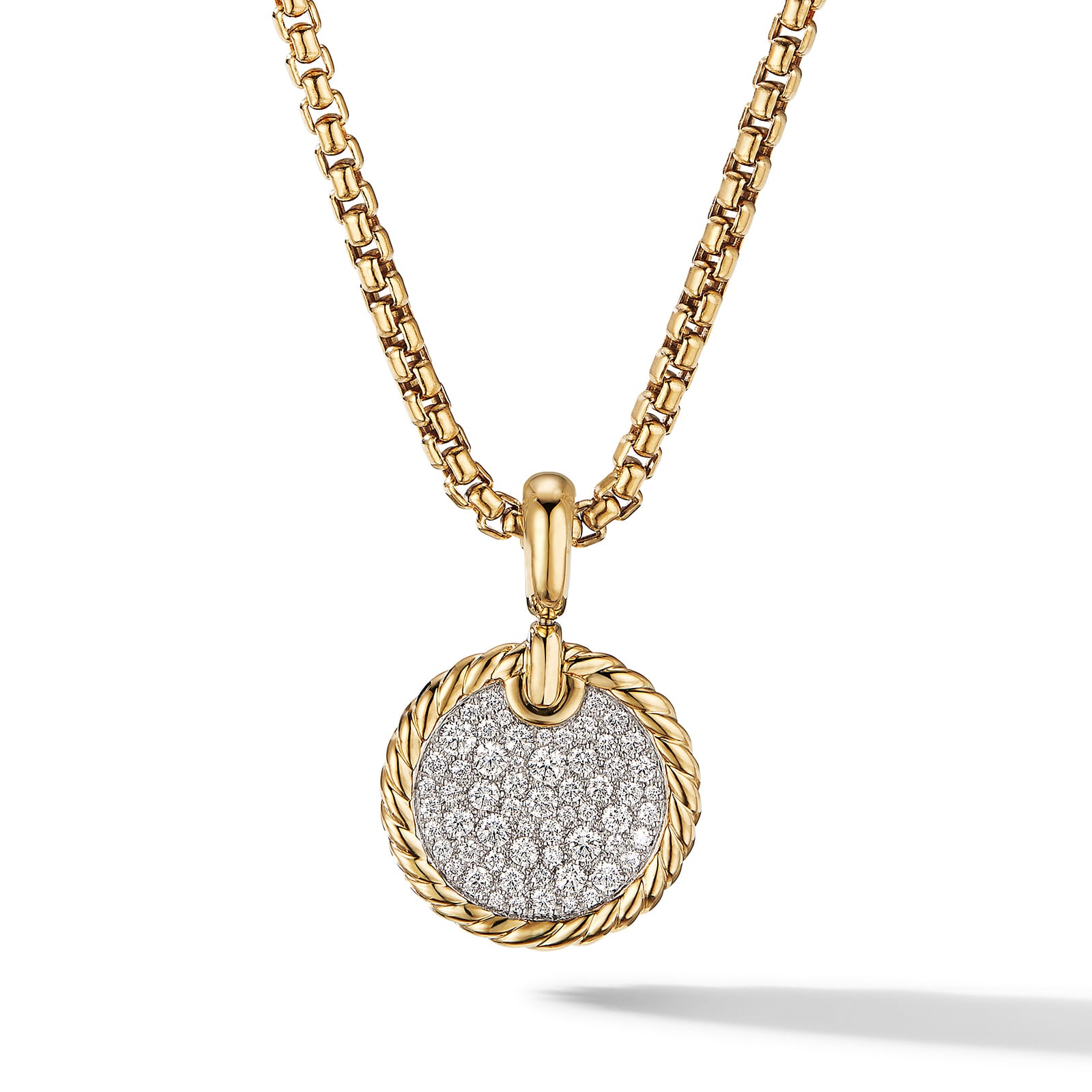 David Yurman DY Elements® Disc Pendant in 18ct Yellow Gold with Diamonds, 14mm David Yurman DY Elements® Disc Pendant in 18ct Yellow Gold with Diamonds, 14mm