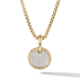 David Yurman DY Elements® Disc Pendant in 18ct Yellow Gold with Diamonds, 14mm