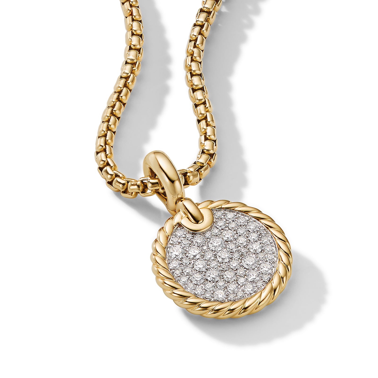 David Yurman DY Elements® Disc Pendant in 18ct Yellow Gold with Diamonds, 14mm David Yurman DY Elements® Disc Pendant in 18ct Yellow Gold with Diamonds, 14mm
