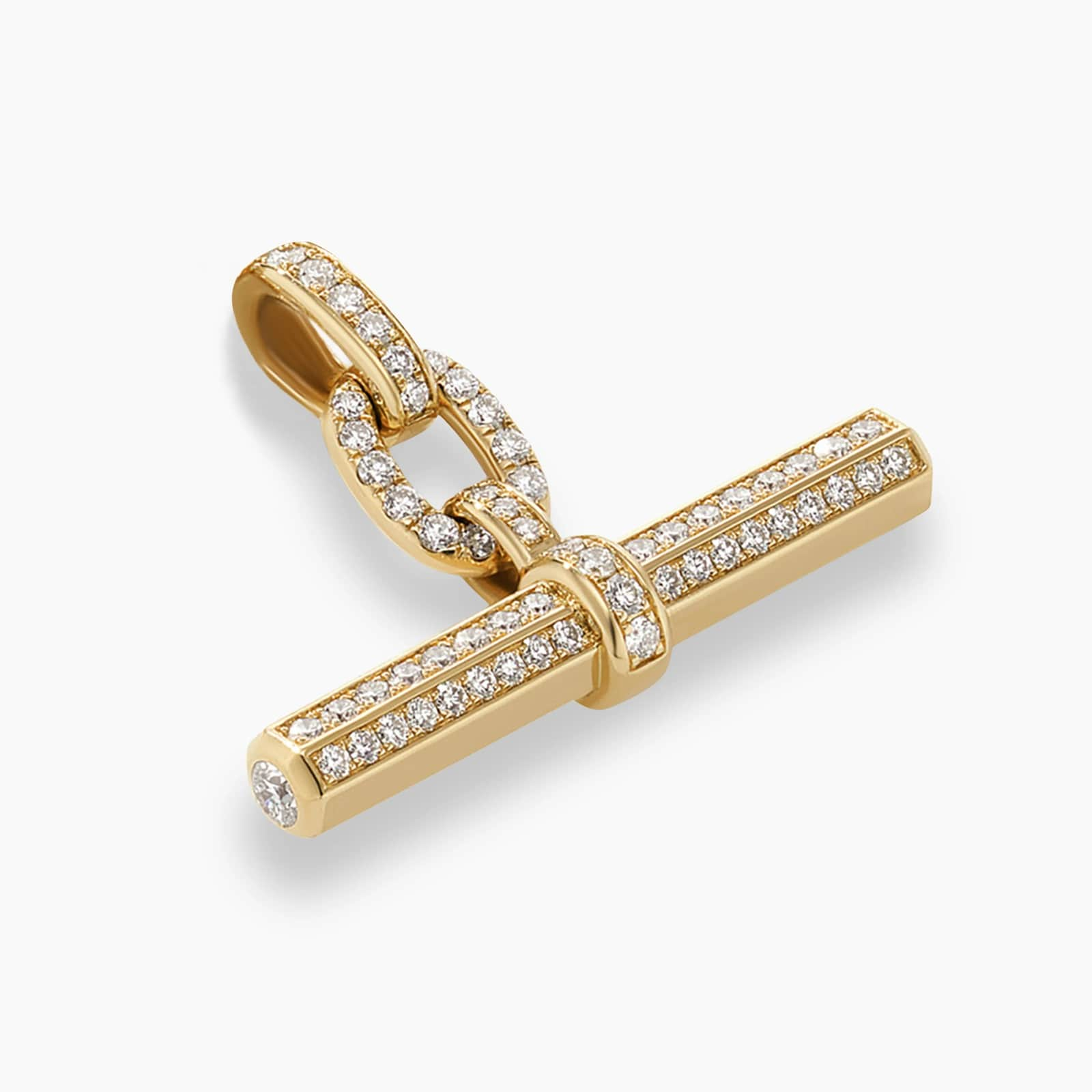 Lexington E/W Barrel Pendant in 18ct Yellow Gold with Diamonds, 36mm