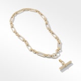 David Yurman Lexington E/W Barrel Pendant in 18ct Yellow Gold with Diamonds, 36mm