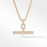 David Yurman Lexington E/W Barrel Pendant in 18ct Yellow Gold with Diamonds, 36mm