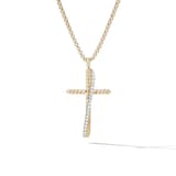 David Yurman Crossover Cross Necklace in 18ct Yellow Gold with Diamonds, 35.6mm