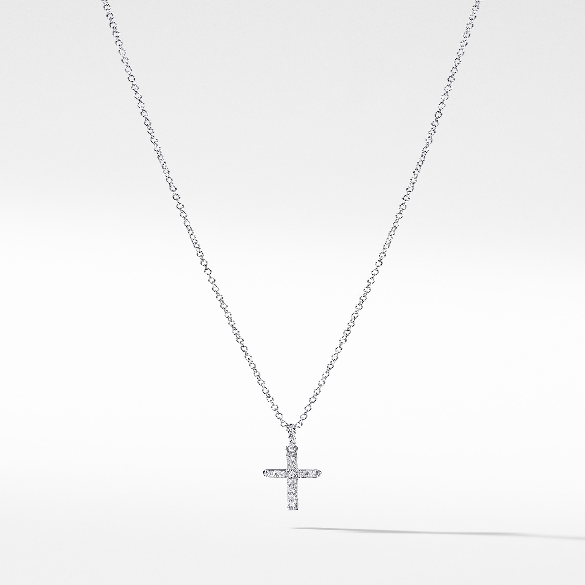 Cable Collectibles® Cross Necklace in 18ct White Gold with Diamonds, 17mm