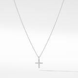 David Yurman Cable Collectibles® Cross Necklace in 18ct White Gold with Diamonds, 17mm