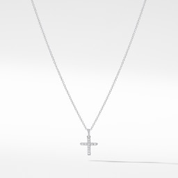 37900349 - Cable Collectibles® Cross Necklace in 18ct White Gold with Diamonds, 17mm