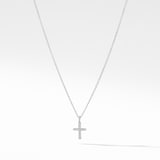 David Yurman Cable Collectibles® Cross Necklace in 18ct White Gold with Diamonds, 17mm