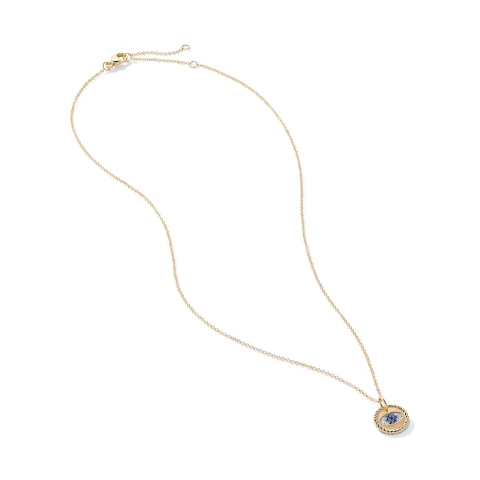 David Yurman Cable Collectibles® Evil Eye Necklace in 18ct Yellow Gold with Pavé Blue Sapphires and Diamonds, 11mm