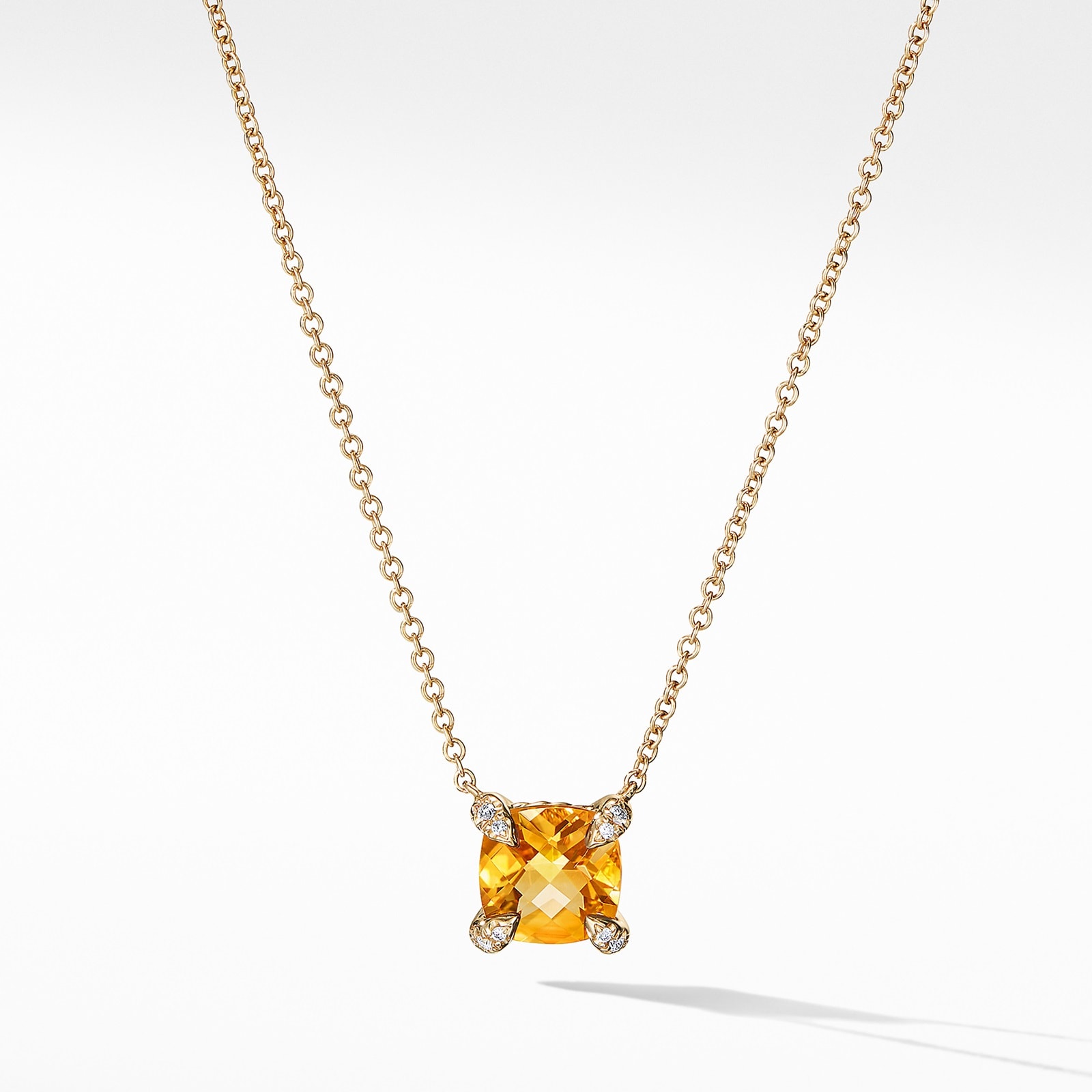 Petite Chatelaine® Pendant Necklace in 18ct Yellow Gold with Citrine and Diamonds, 7mm