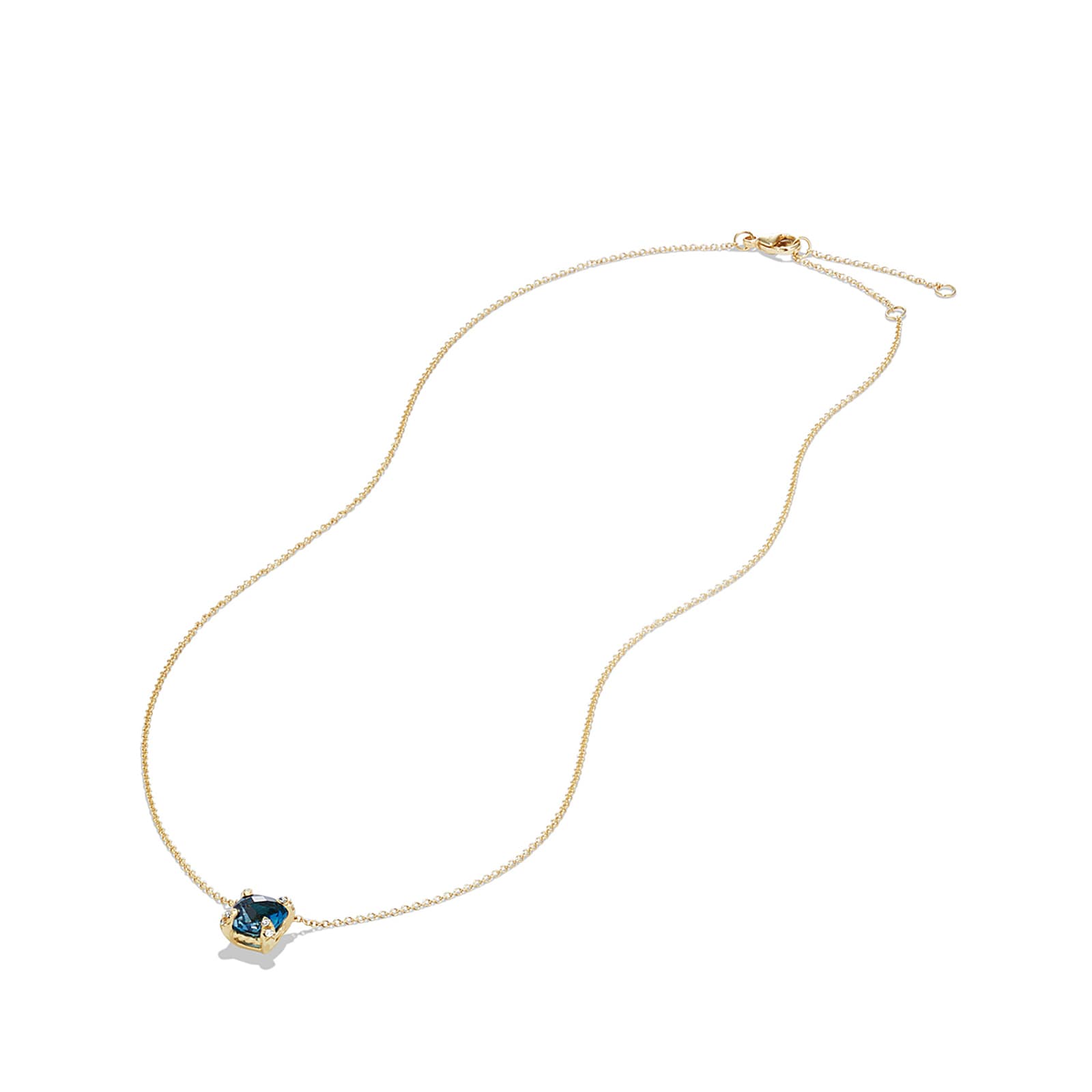 David Yurman Petite Chatelaine® Pendant Necklace in 18ct Yellow Gold with Hampton Blue Topaz and Diamonds, 7mm