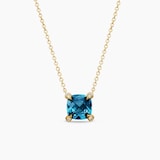 David Yurman Petite Chatelaine® Pendant Necklace in 18ct Yellow Gold with Hampton Blue Topaz and Diamonds, 7mm