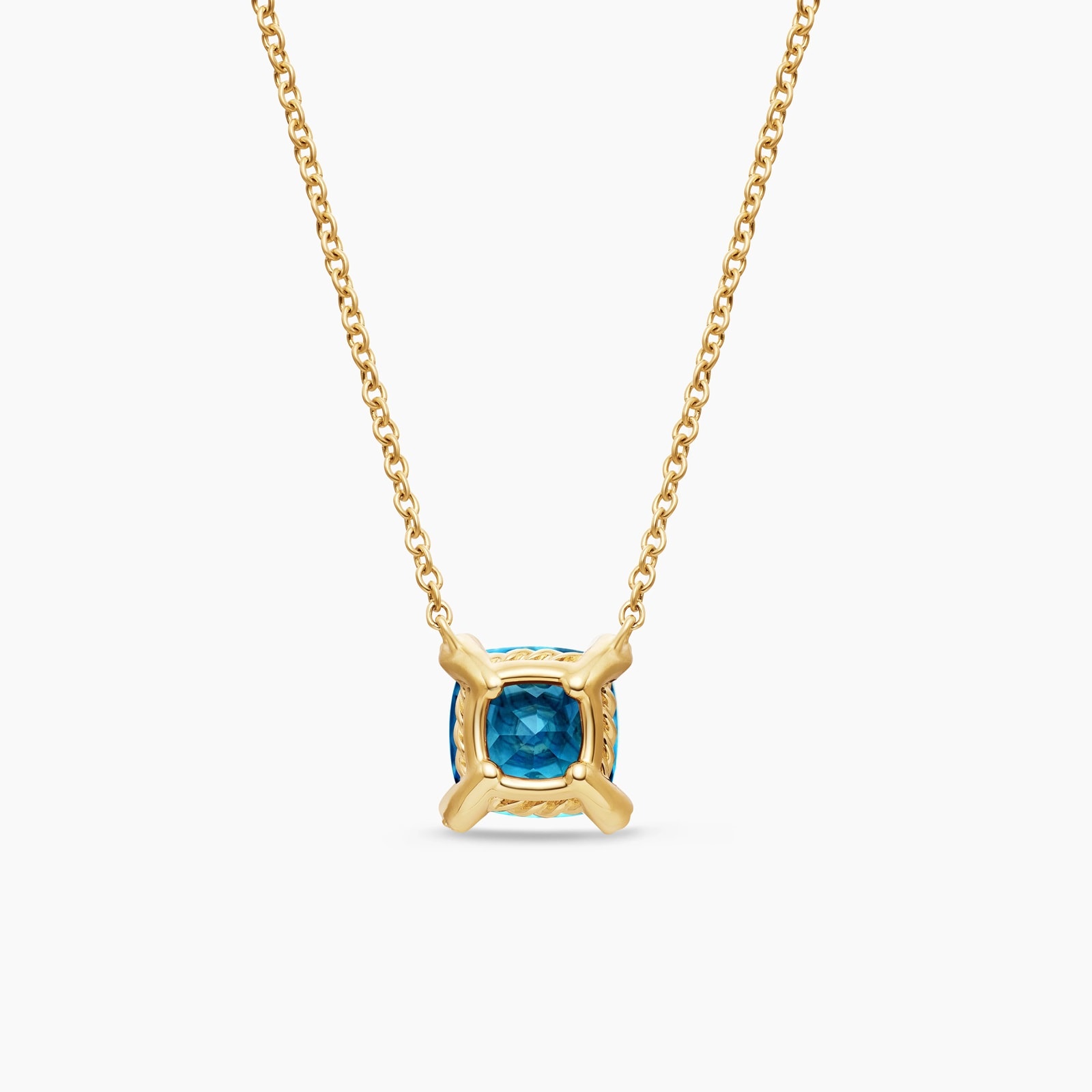 David Yurman Petite Chatelaine® Pendant Necklace in 18ct Yellow Gold with Hampton Blue Topaz and Diamonds, 7mm David Yurman Petite Chatelaine® Pendant Necklace in 18ct Yellow Gold with Hampton Blue Topaz and Diamonds, 7mm