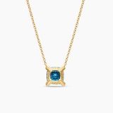 David Yurman Petite Chatelaine® Pendant Necklace in 18ct Yellow Gold with Hampton Blue Topaz and Diamonds, 7mm