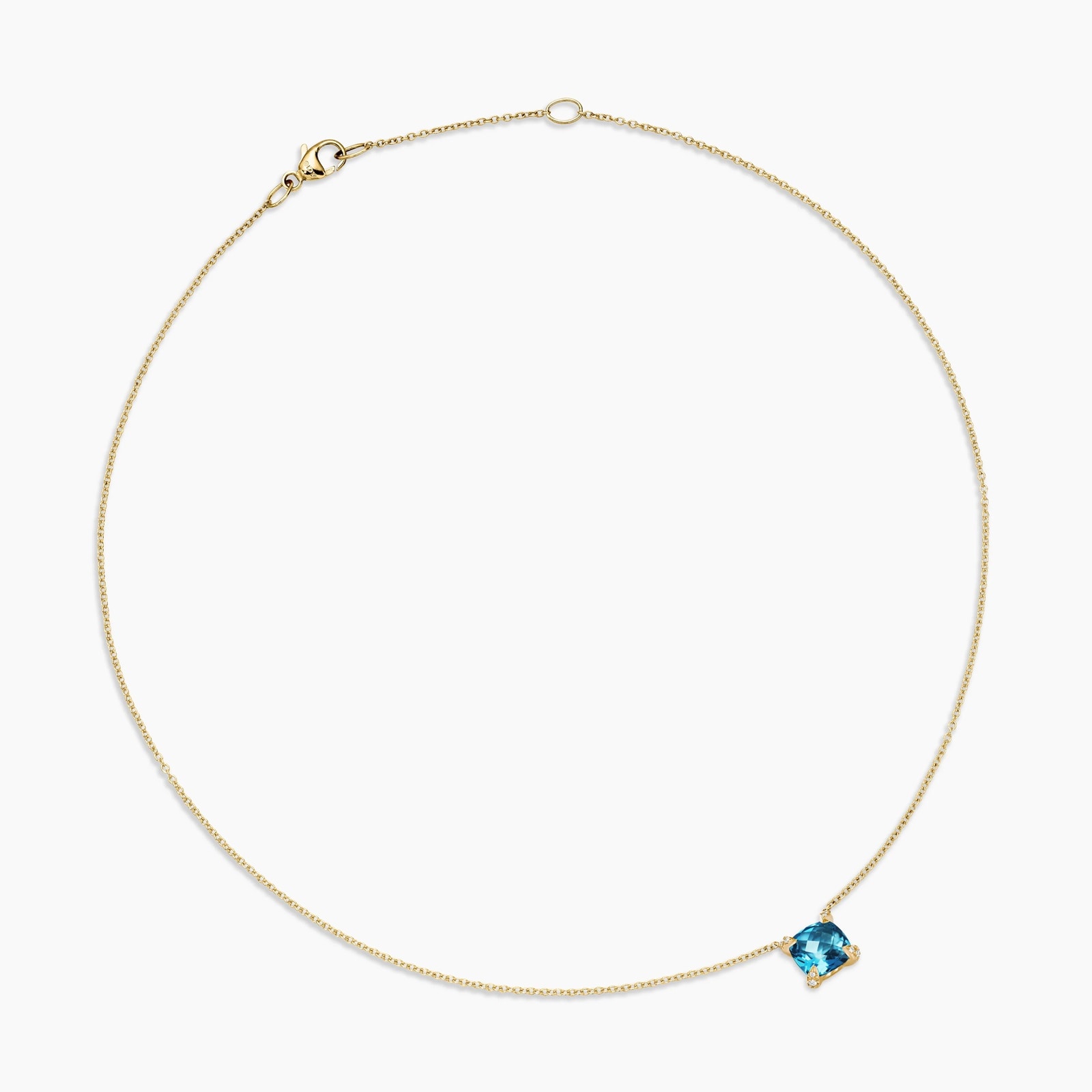 David Yurman Petite Chatelaine® Pendant Necklace in 18ct Yellow Gold with Hampton Blue Topaz and Diamonds, 7mm David Yurman Petite Chatelaine® Pendant Necklace in 18ct Yellow Gold with Hampton Blue Topaz and Diamonds, 7mm